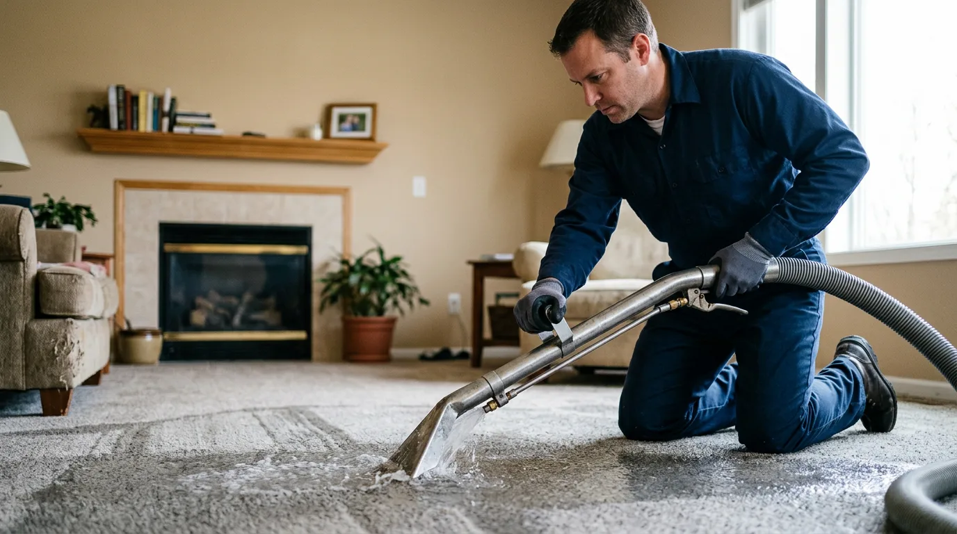 Water damage restoration technician working near Trinity, NC